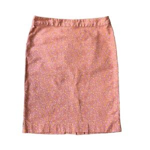 Talbots Pencil Skirt Women 6 S Pink Print Geometric Dot Cotton Straight Career